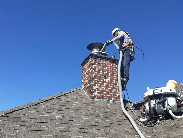 Dedicated Kannapolis Chimney Sweep team member cleaning a chimney in Kannapolis, NC
