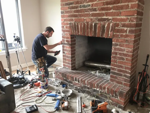 Kannapolis Chimney Sweep specialist finalizing chimney liner service in Kannapolis, NC
