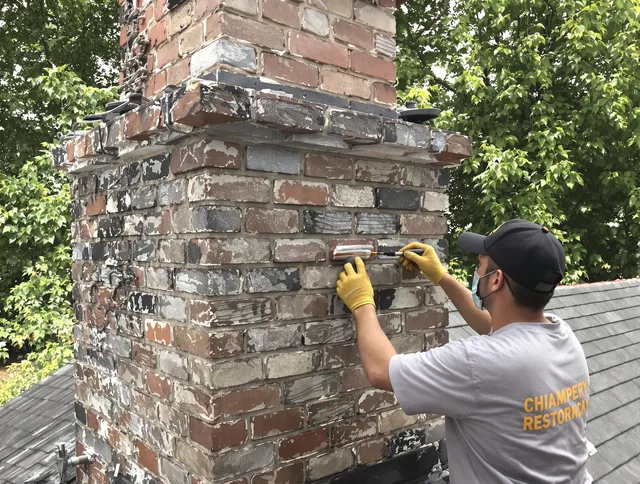 In-progress chimney restoration by Kannapolis Chimney Sweep in Kannapolis, NC