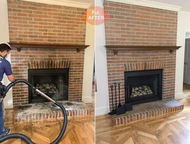Kannapolis Chimney Sweep carefully sanitizing a fireplace in Kannapolis, NC