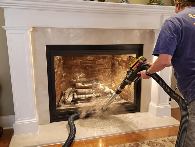 Fireplace cleaning performed by Kannapolis Chimney Sweep in Kannapolis, NC