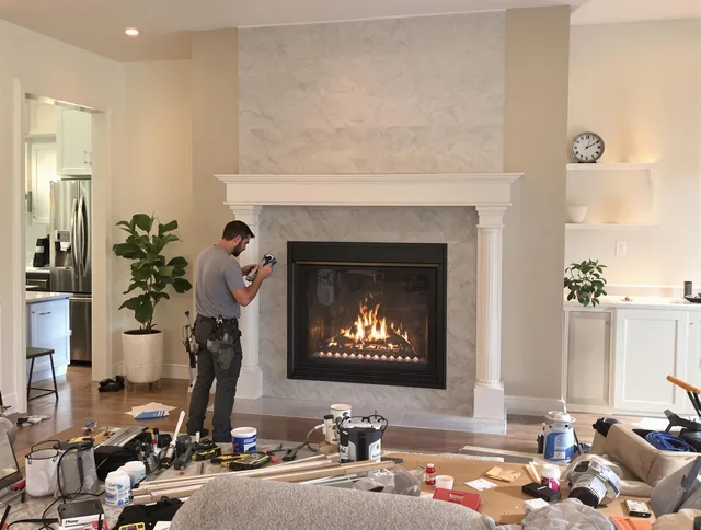 Newly installed fireplace by Kannapolis Chimney Sweep in Kannapolis, NC